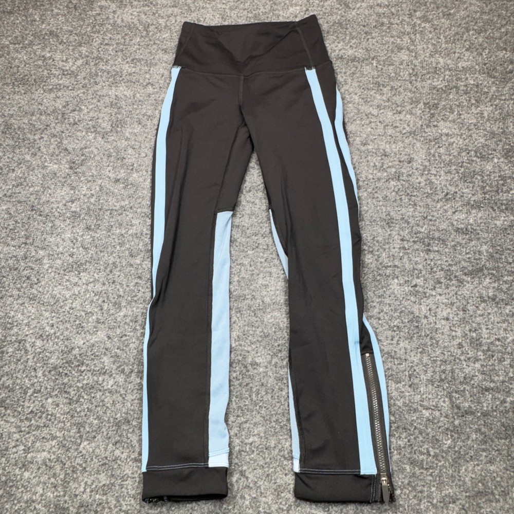 Lululemon Leggings Womens 2 Zip The Line Crop 23 Black Utility Blue Ankle Zipper